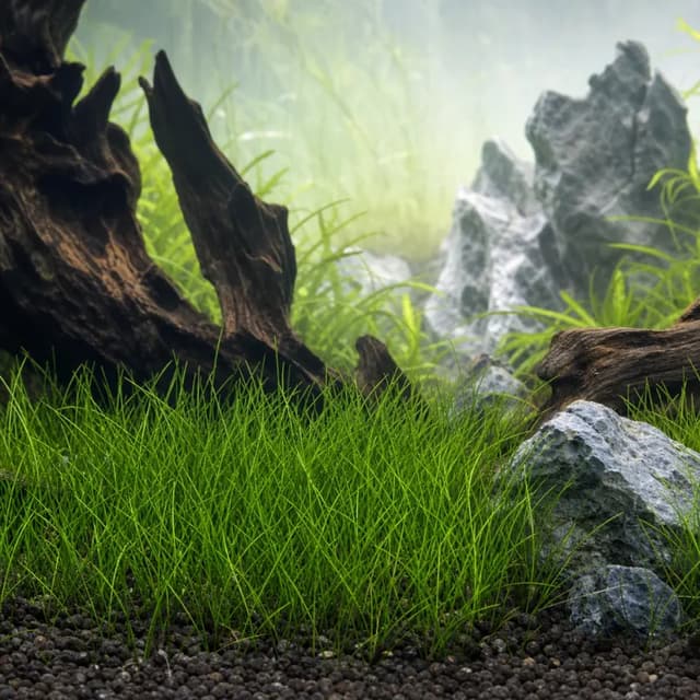 Editorial underwater photograph of Dwarf hairgrass.