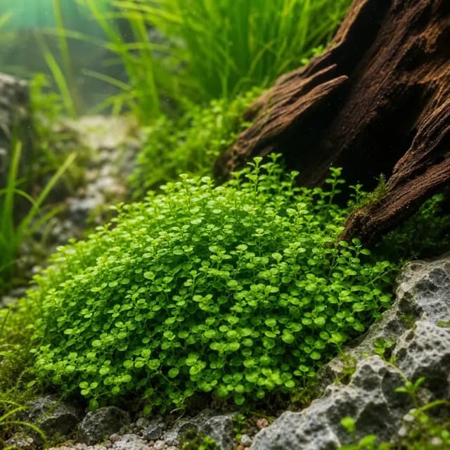 Editorial underwater photograph of Dwarf baby tears.