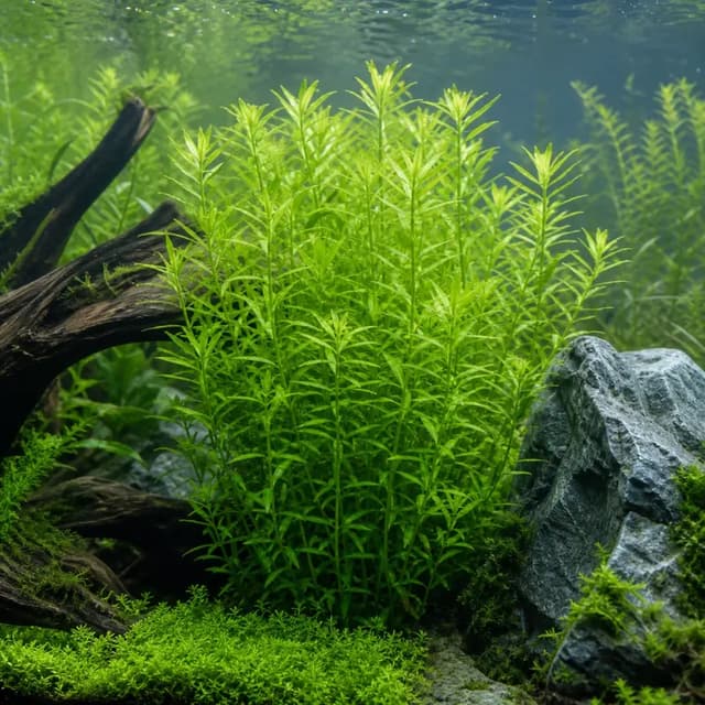 Editorial underwater photograph of Asian ambulia.