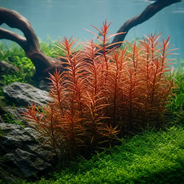 Editorial underwater photograph of Needle-leaf Ludwigia.