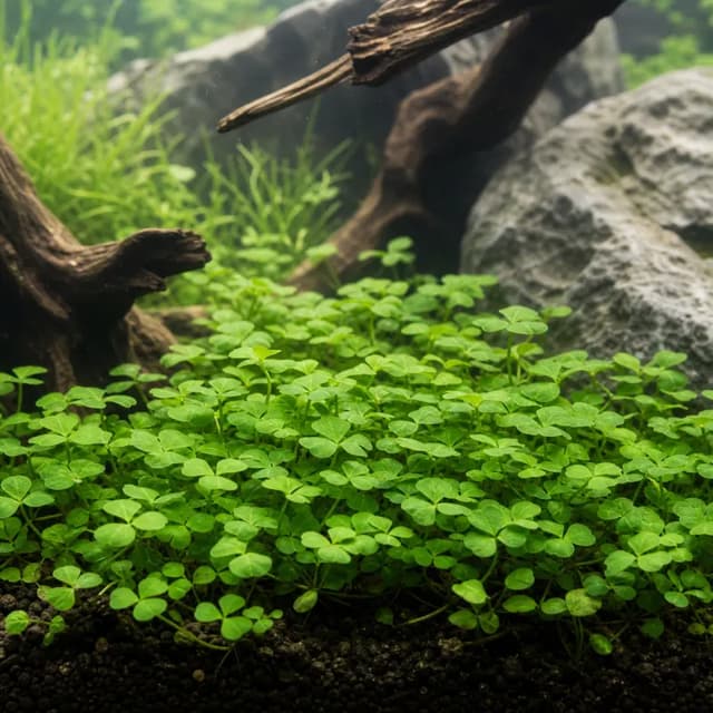 Editorial underwater photograph of Marsilea crenata.