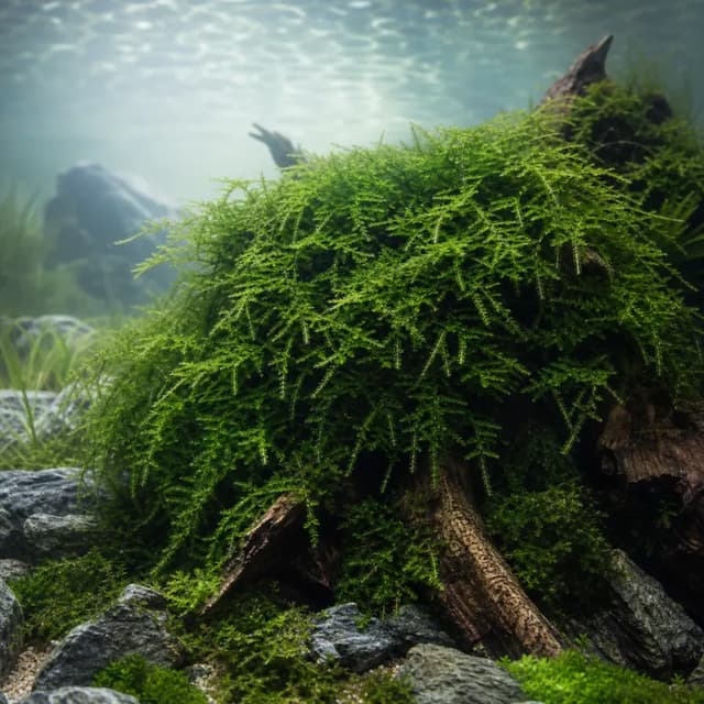Editorial underwater photograph of Weeping moss.