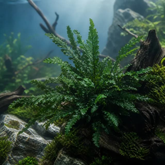 Editorial underwater photograph of African water fern.